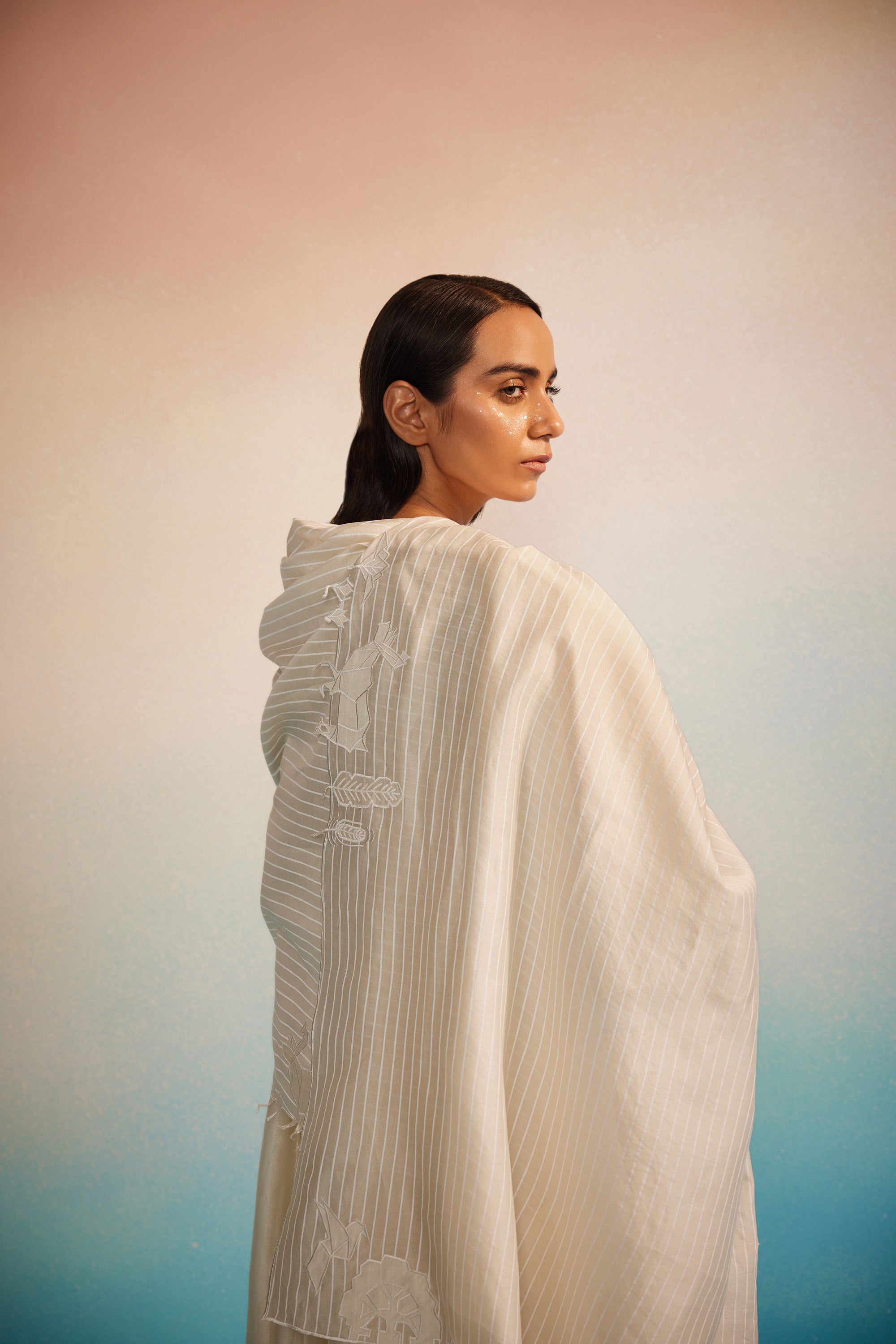 Kofu Chanderi appliqué Dupatta