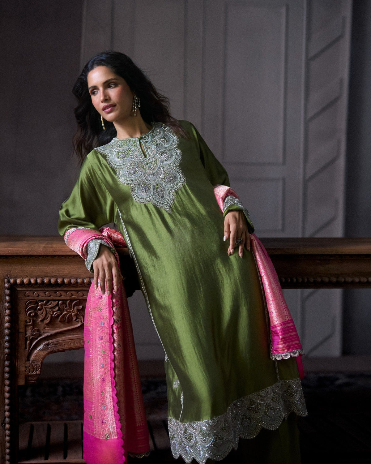 Olive Green Kurta Set