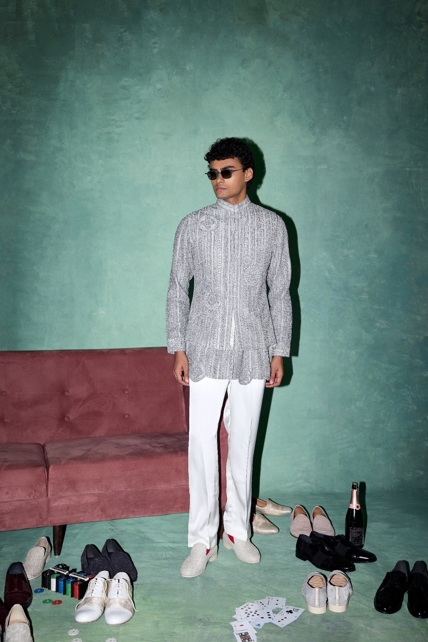Halo Heavy Nehru Jacket Set