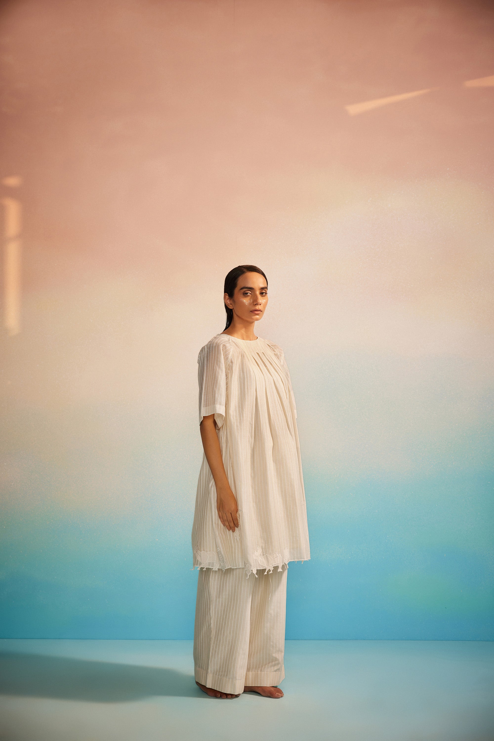 Orihime Box Pleat appliqué Kurta Set