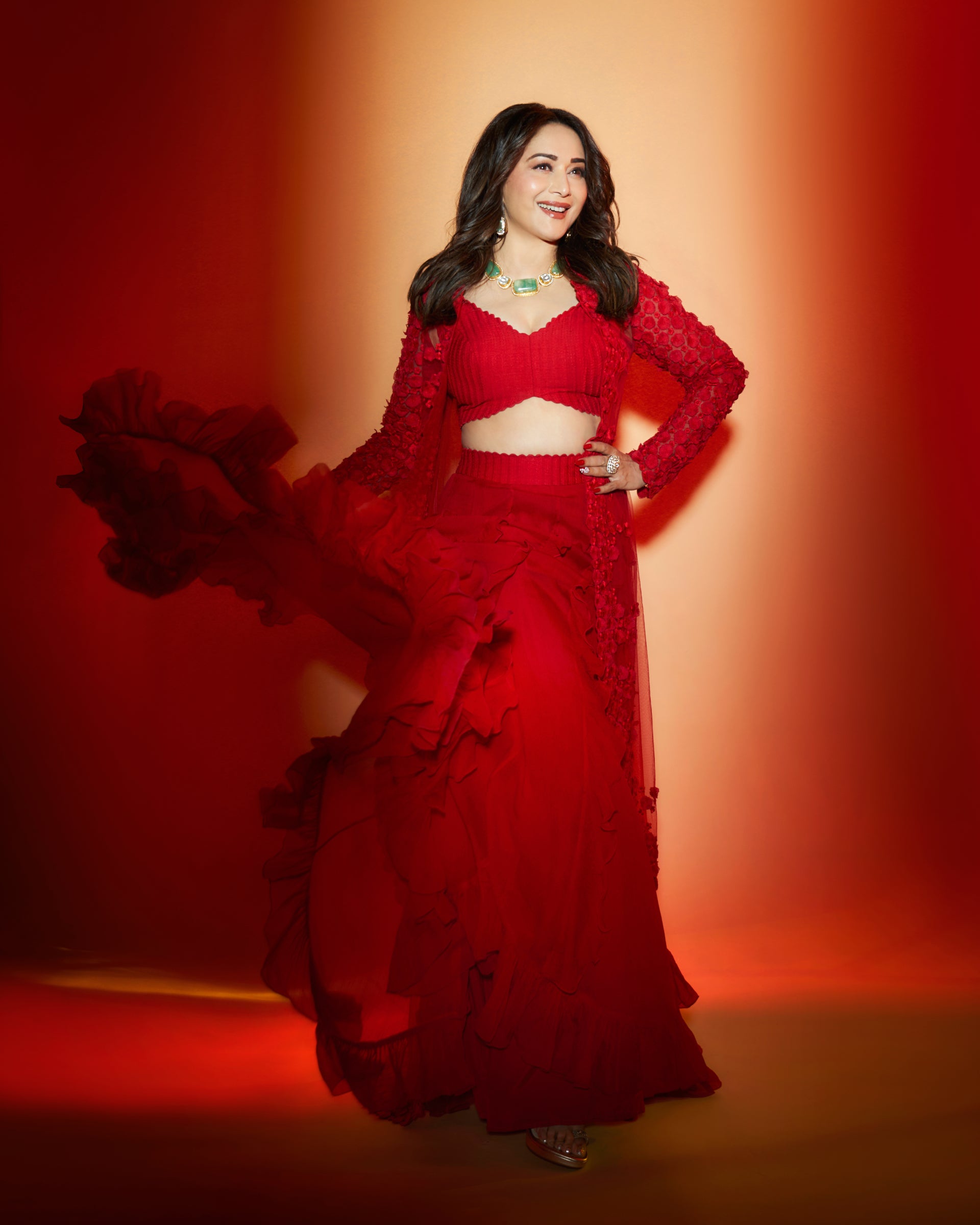 Madhuri Dixit Nene in Ruhi Cape Set