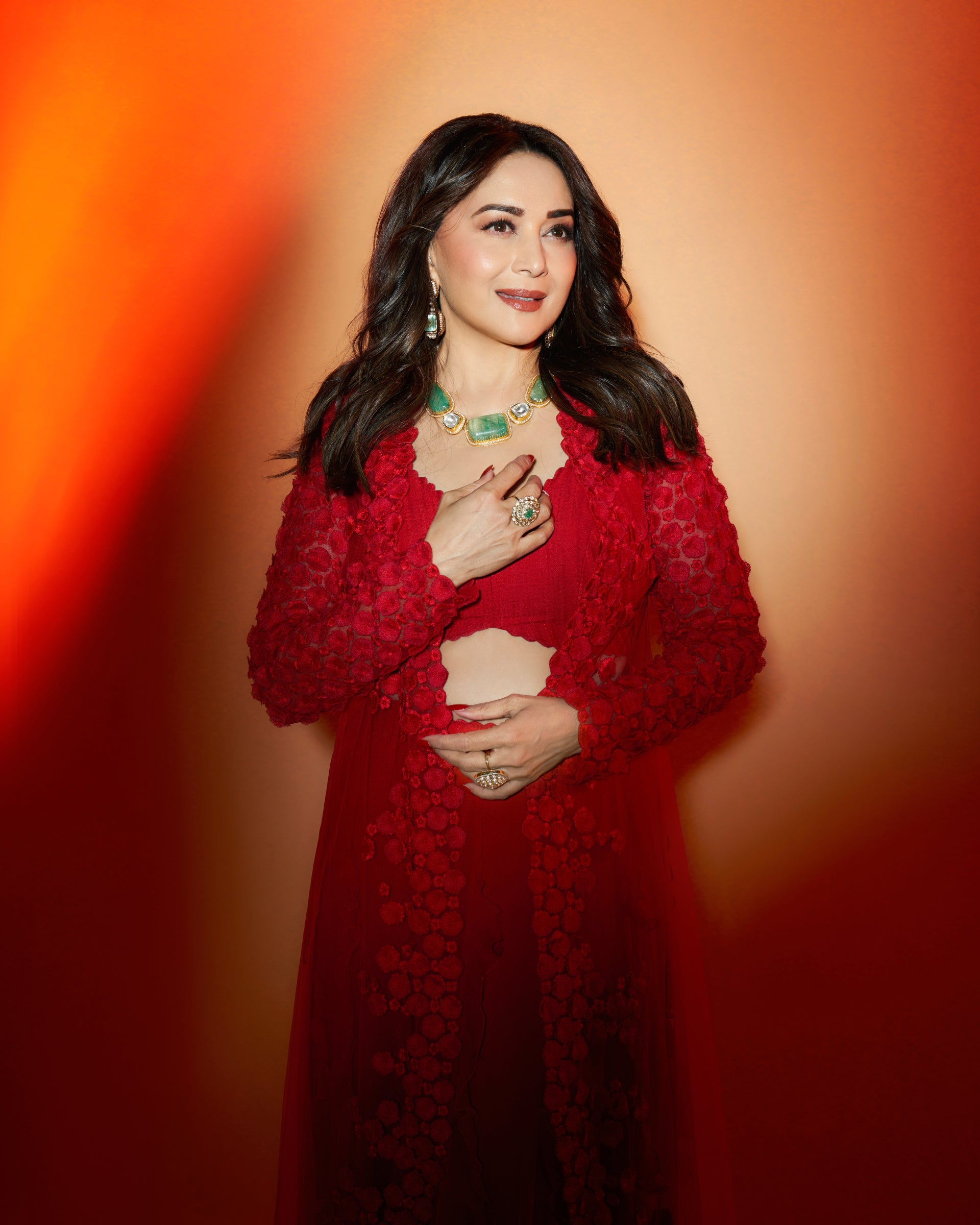 Madhuri Dixit Nene in Ruhi Cape Set