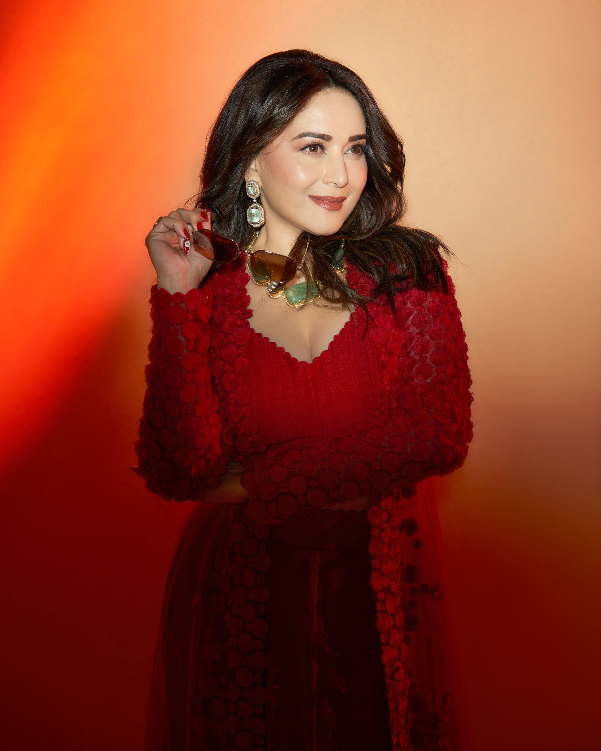 Madhuri Dixit Nene in Ruhi Cape Set