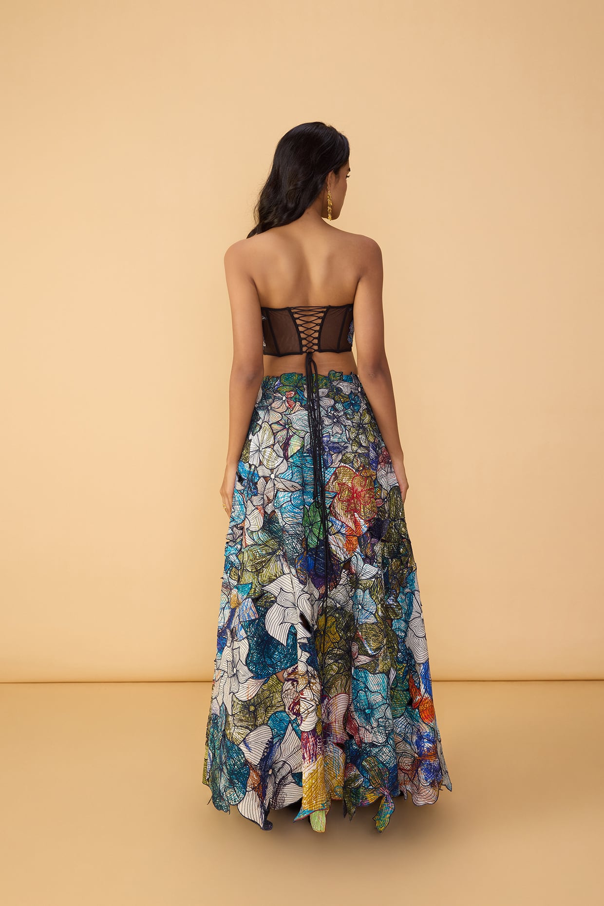 Larissa Corset Blouse, Zoya Lehenga Skirt & Scallop Dupatta