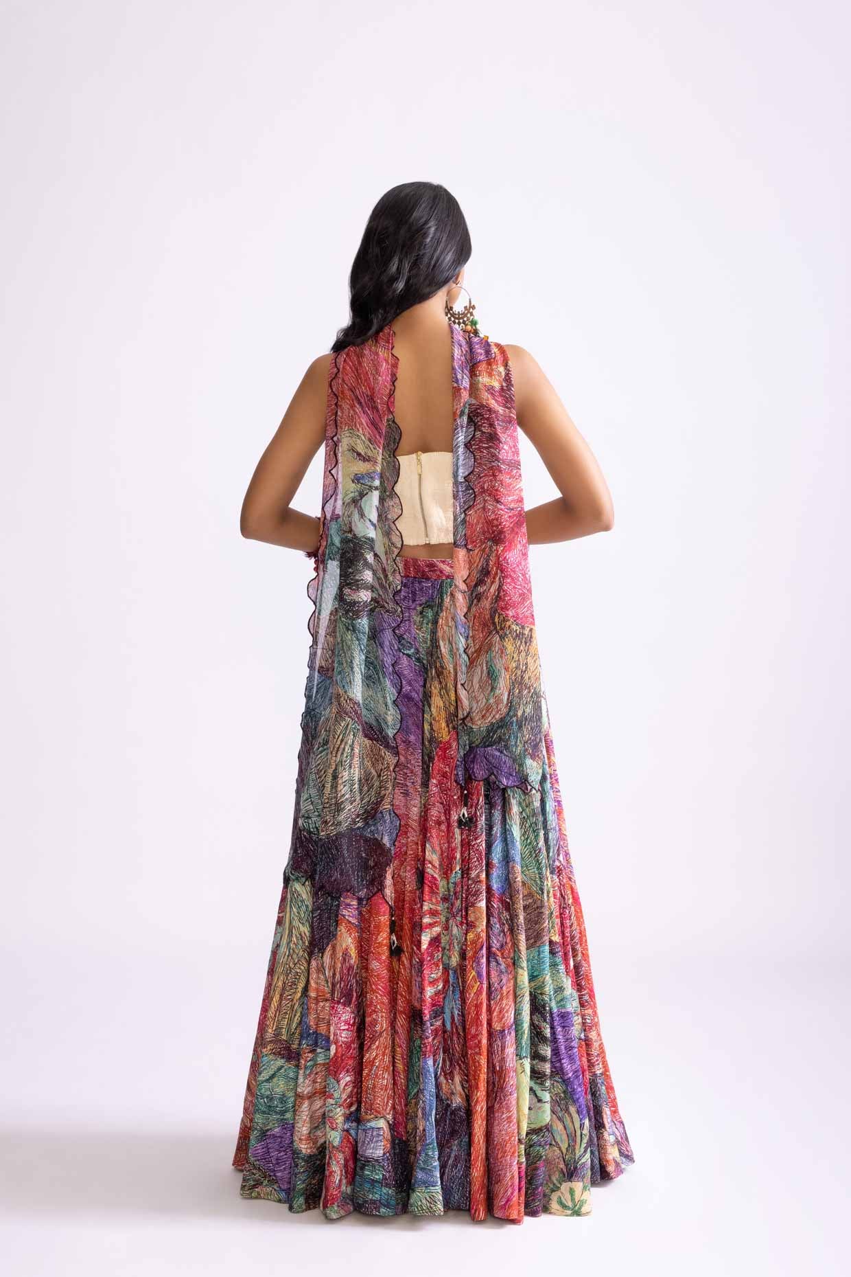 HOXTON BLOUSE,SCALLOP DUPATTA & MAGNOLIA LEHENGA