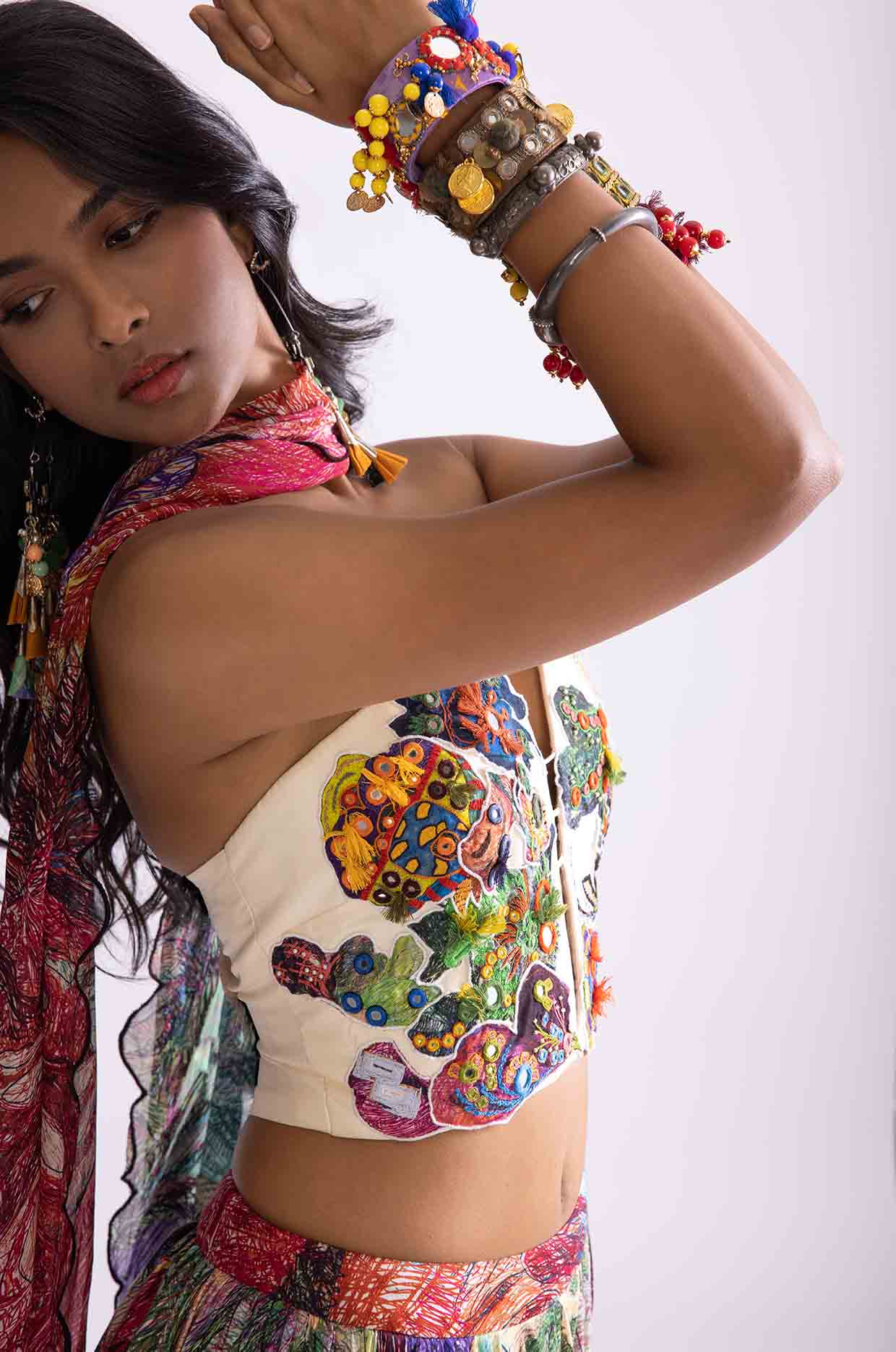 HOXTON BLOUSE,SCALLOP DUPATTA & MAGNOLIA LEHENGA