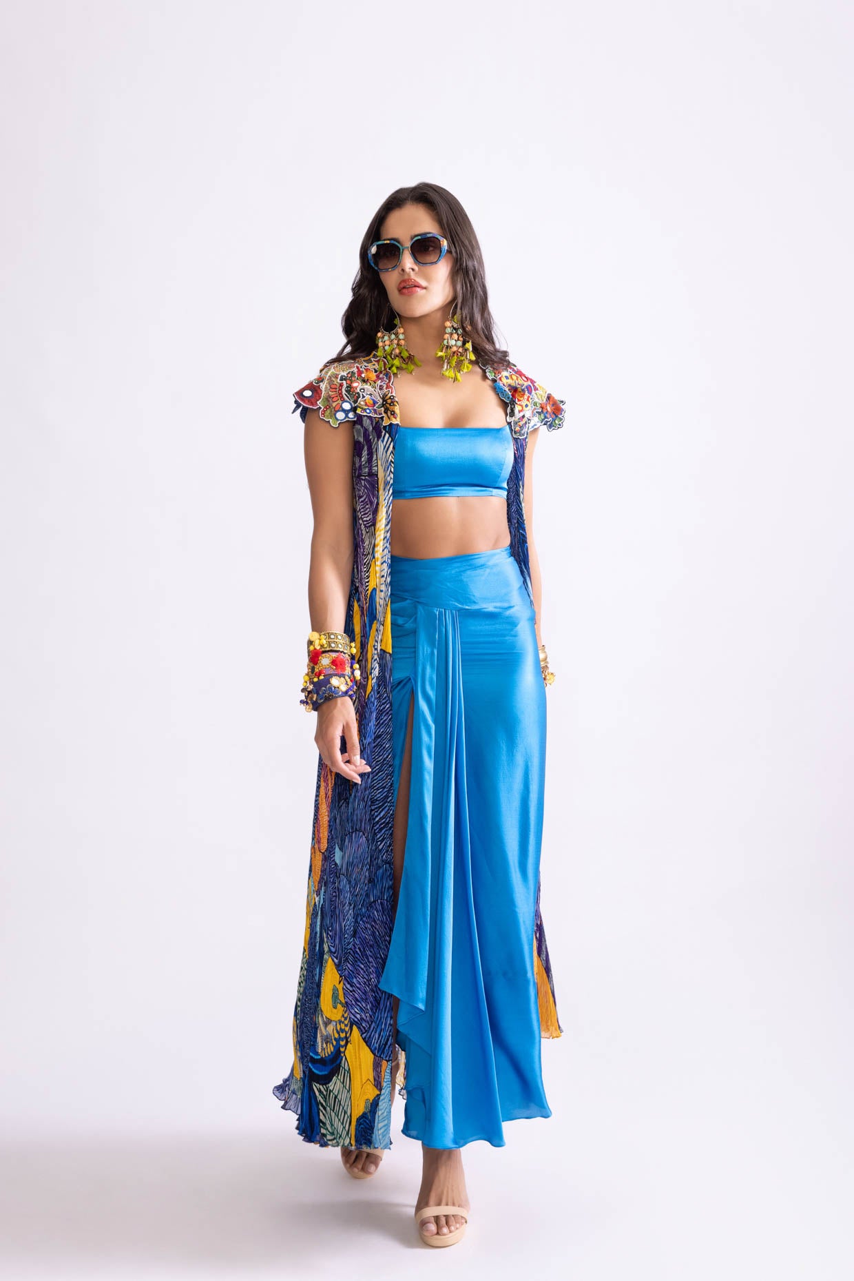 FLORAL CAPE,SASS BUSTIER & SASS SKIRT