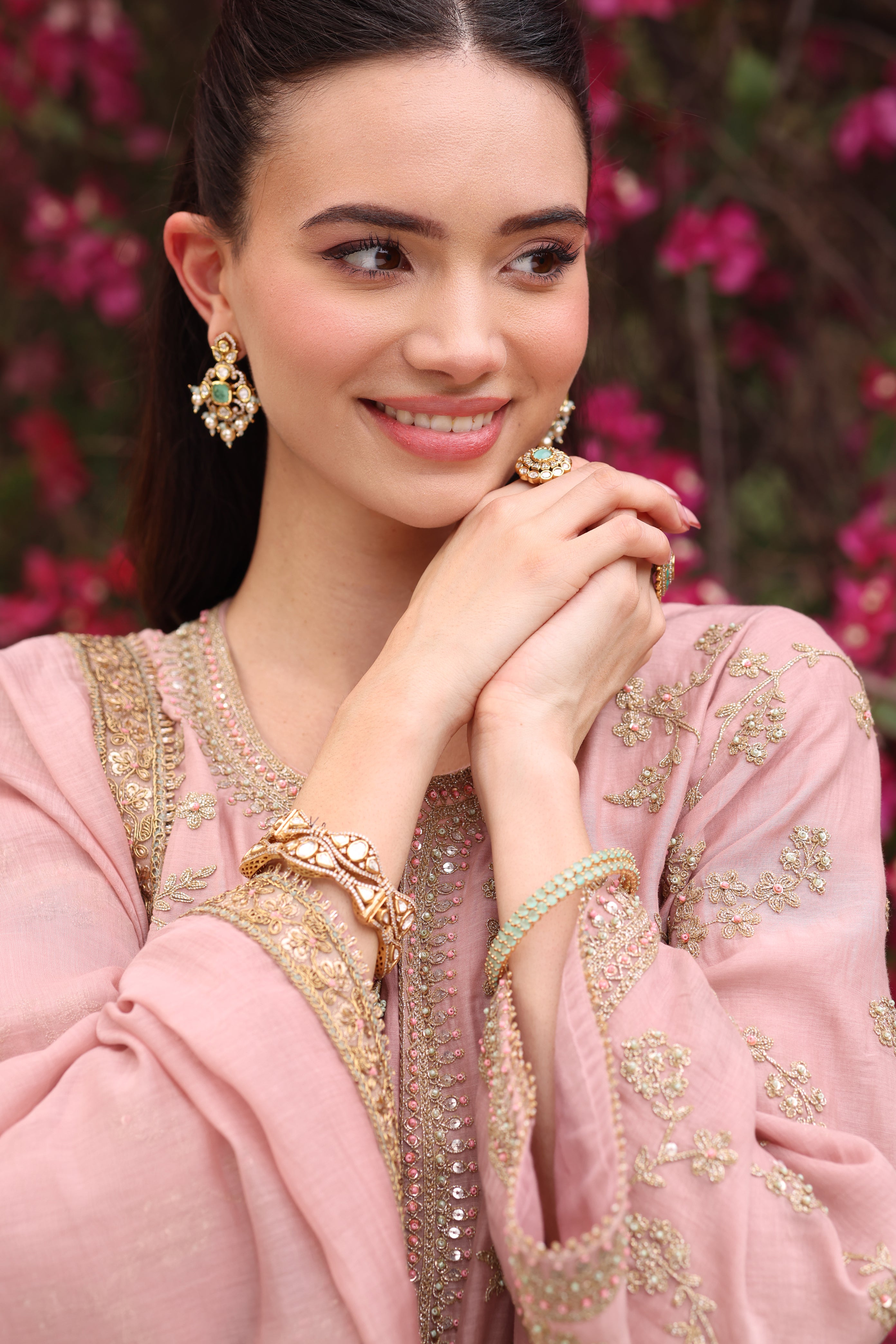PINK VRINDA DORI KURTA SET