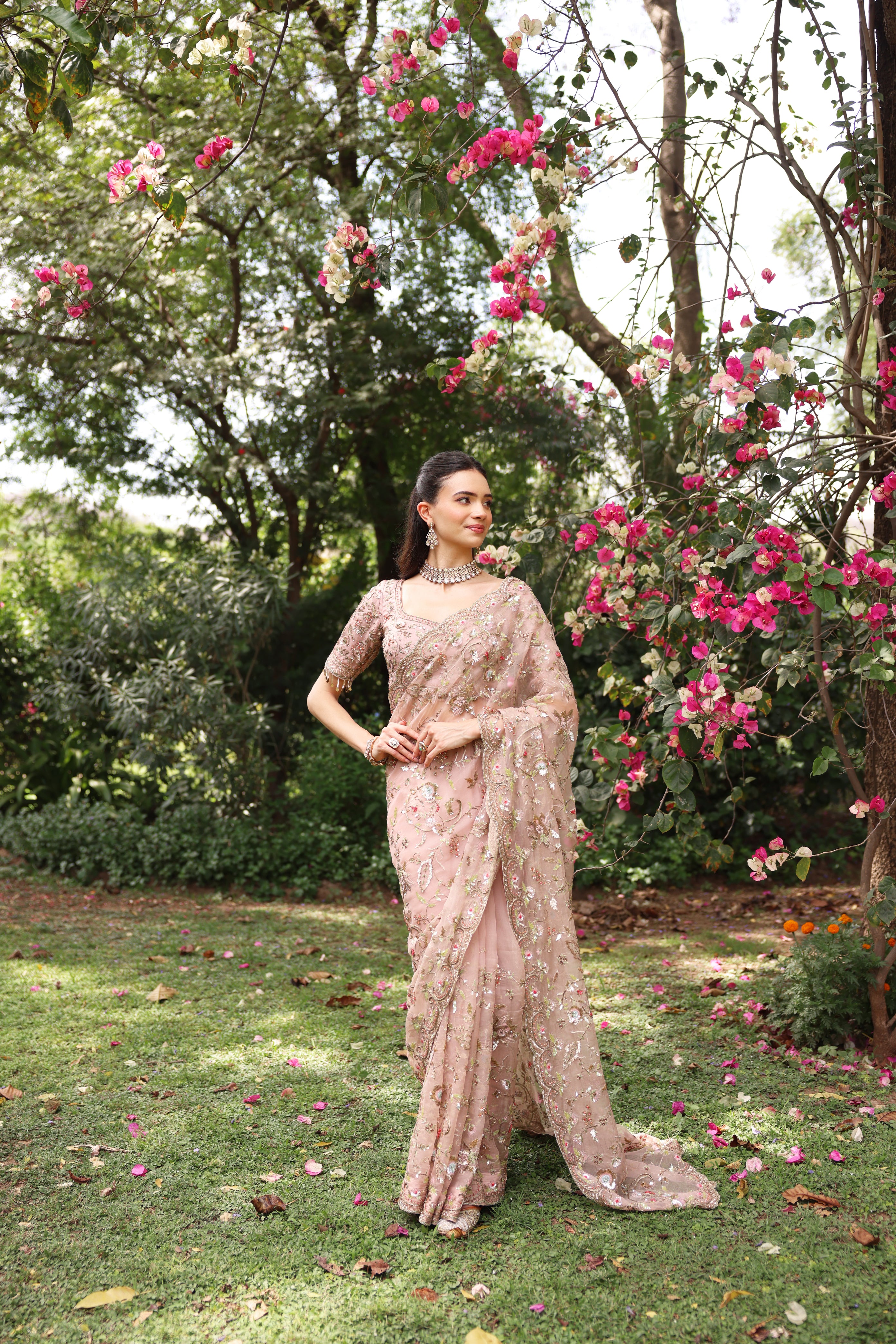 PINK WEDDING BLOOM SAREE