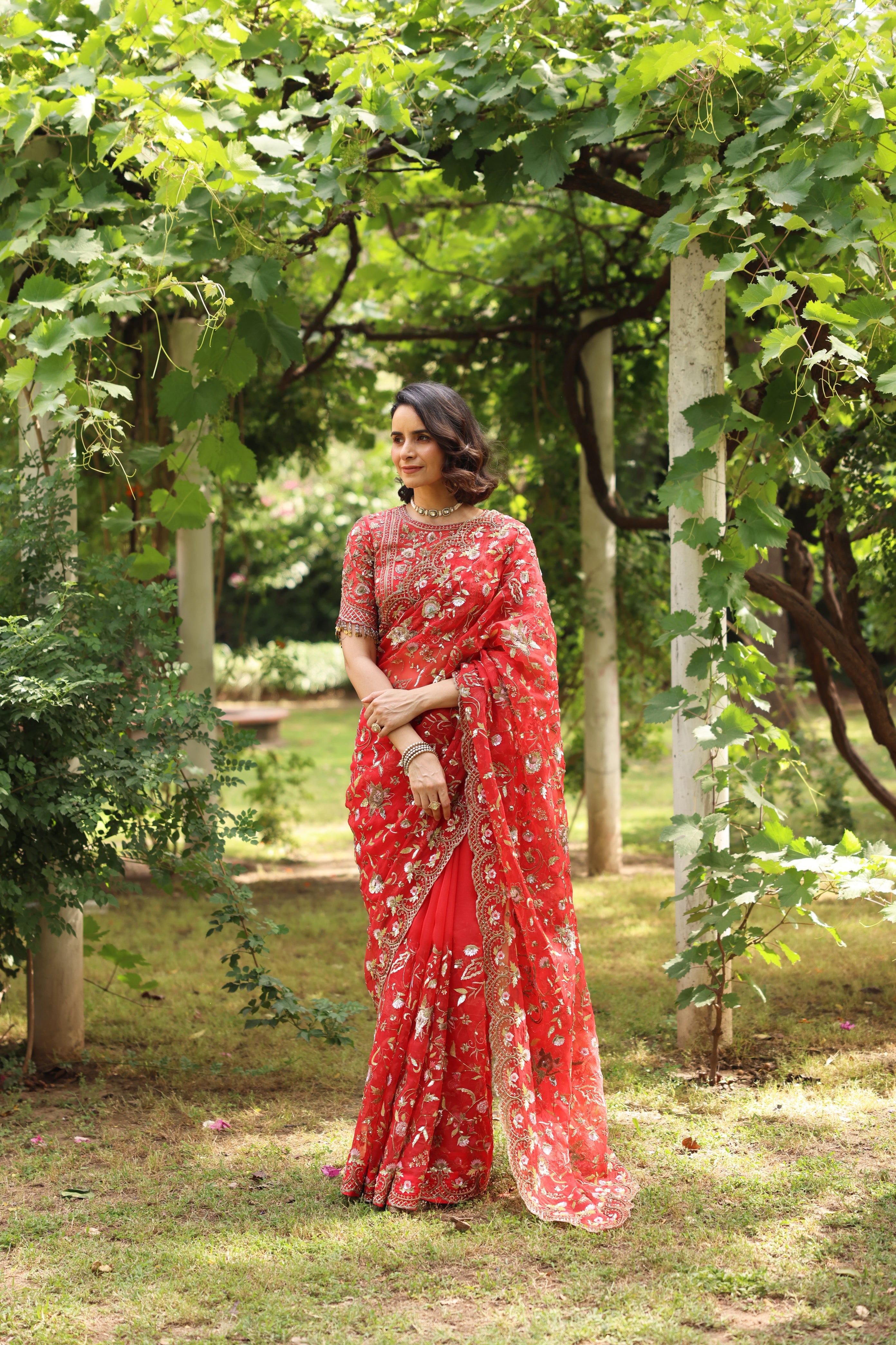 RED WEDDING BLOOM SAREE