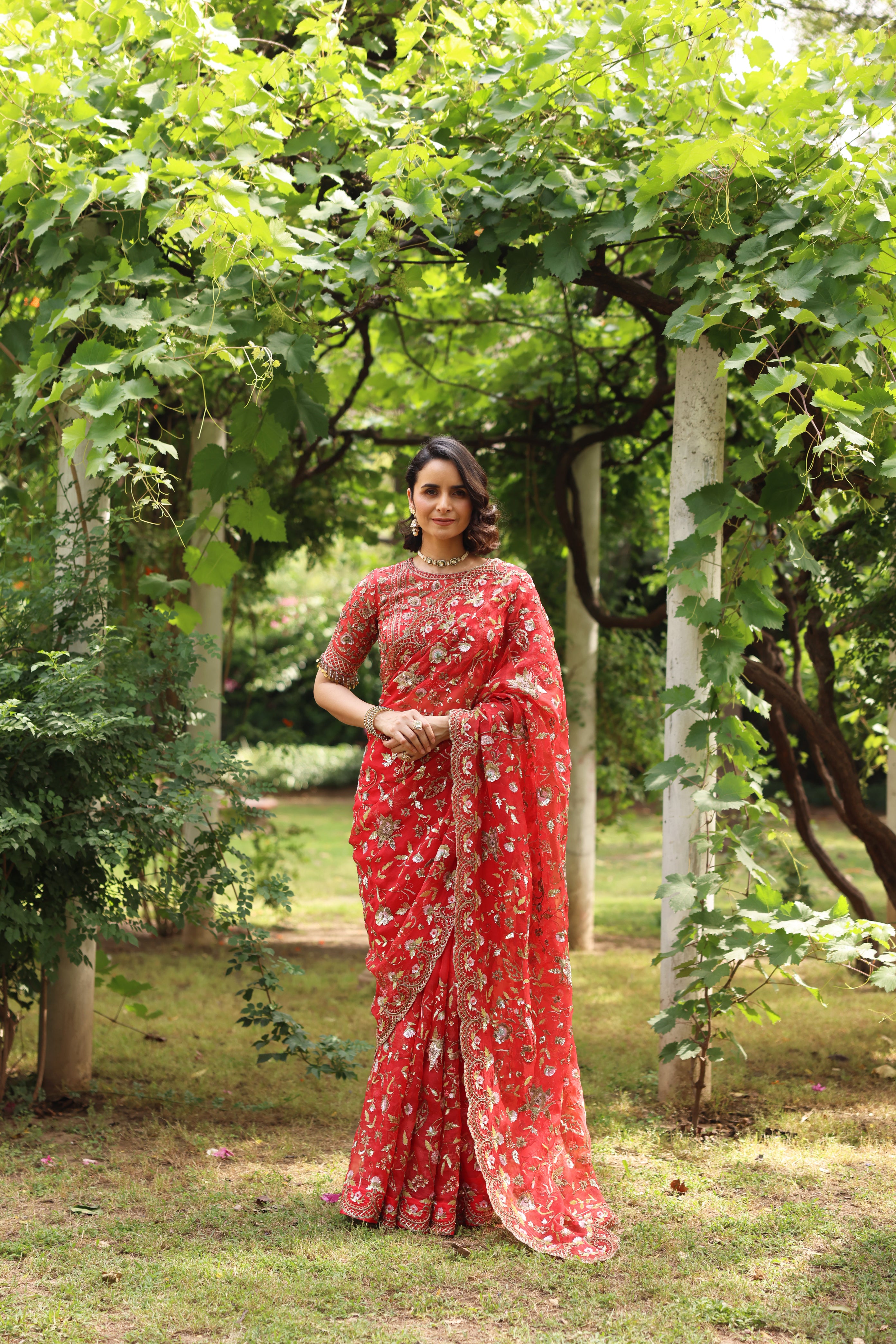 RED WEDDING BLOOM SAREE
