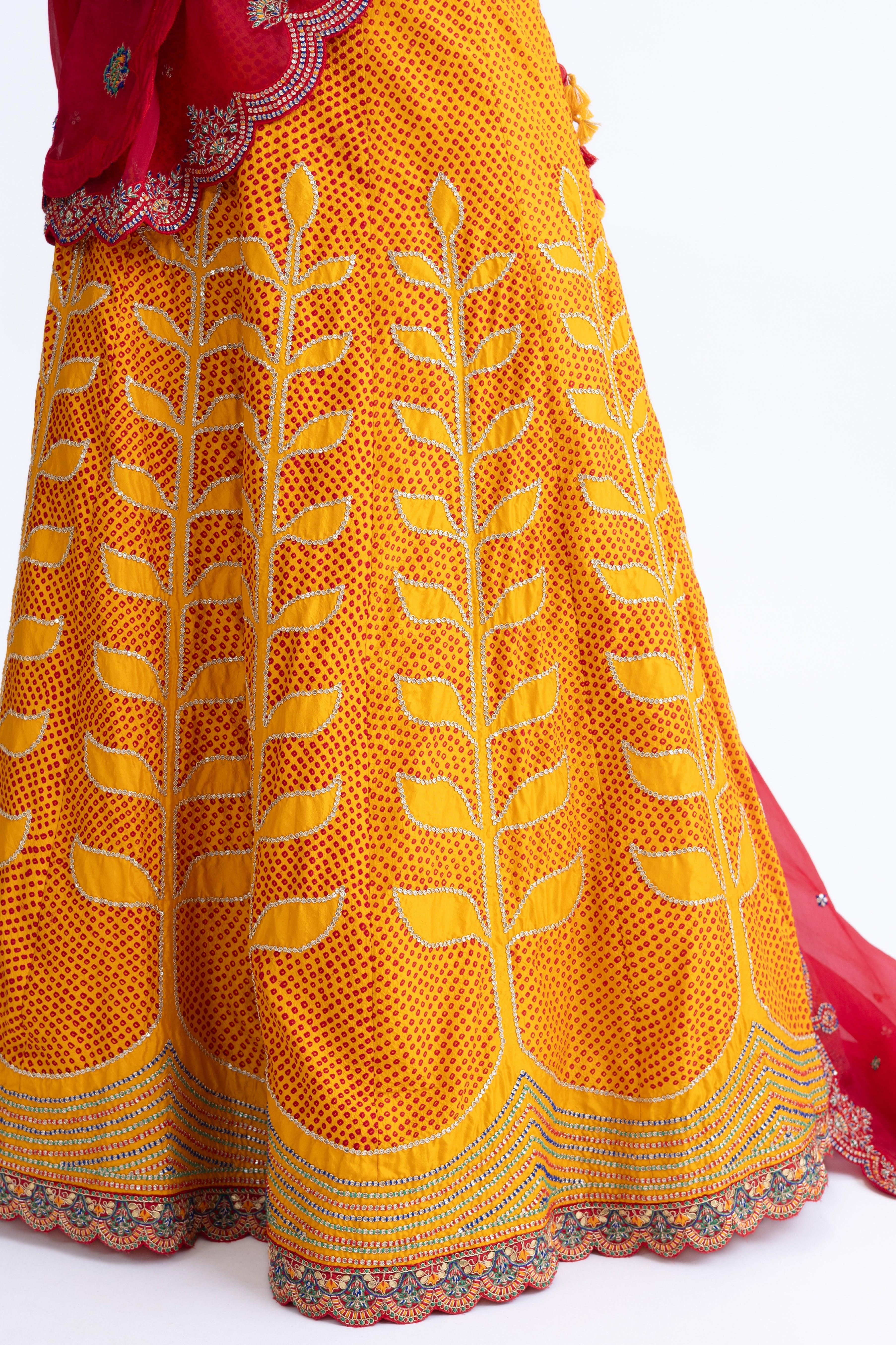 Ekam Lehenga Set - Red Yellow