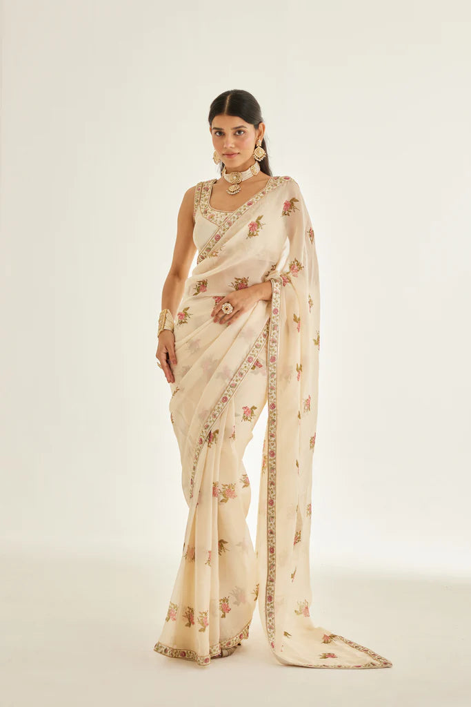 Papyrus White Saree Set