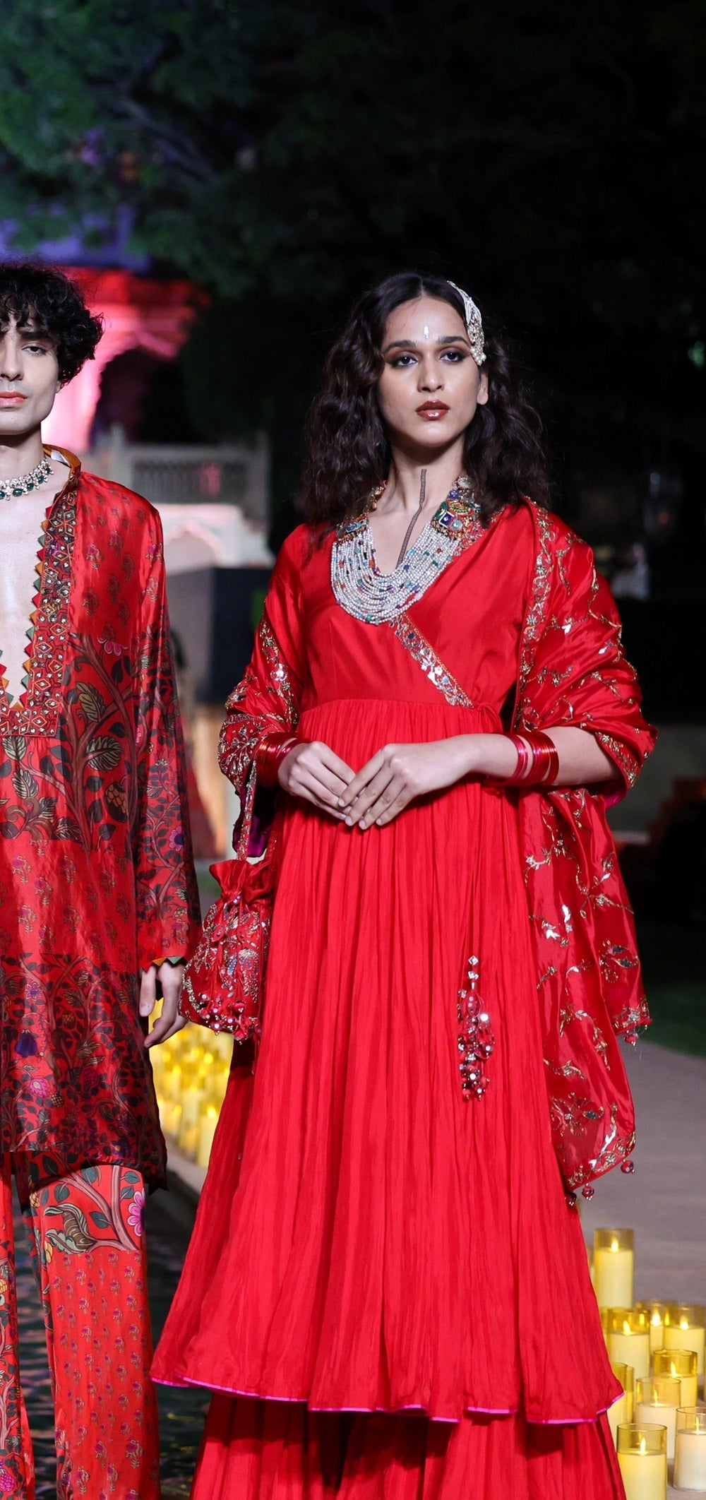 Surkh Laal Anarkali Gharara set
