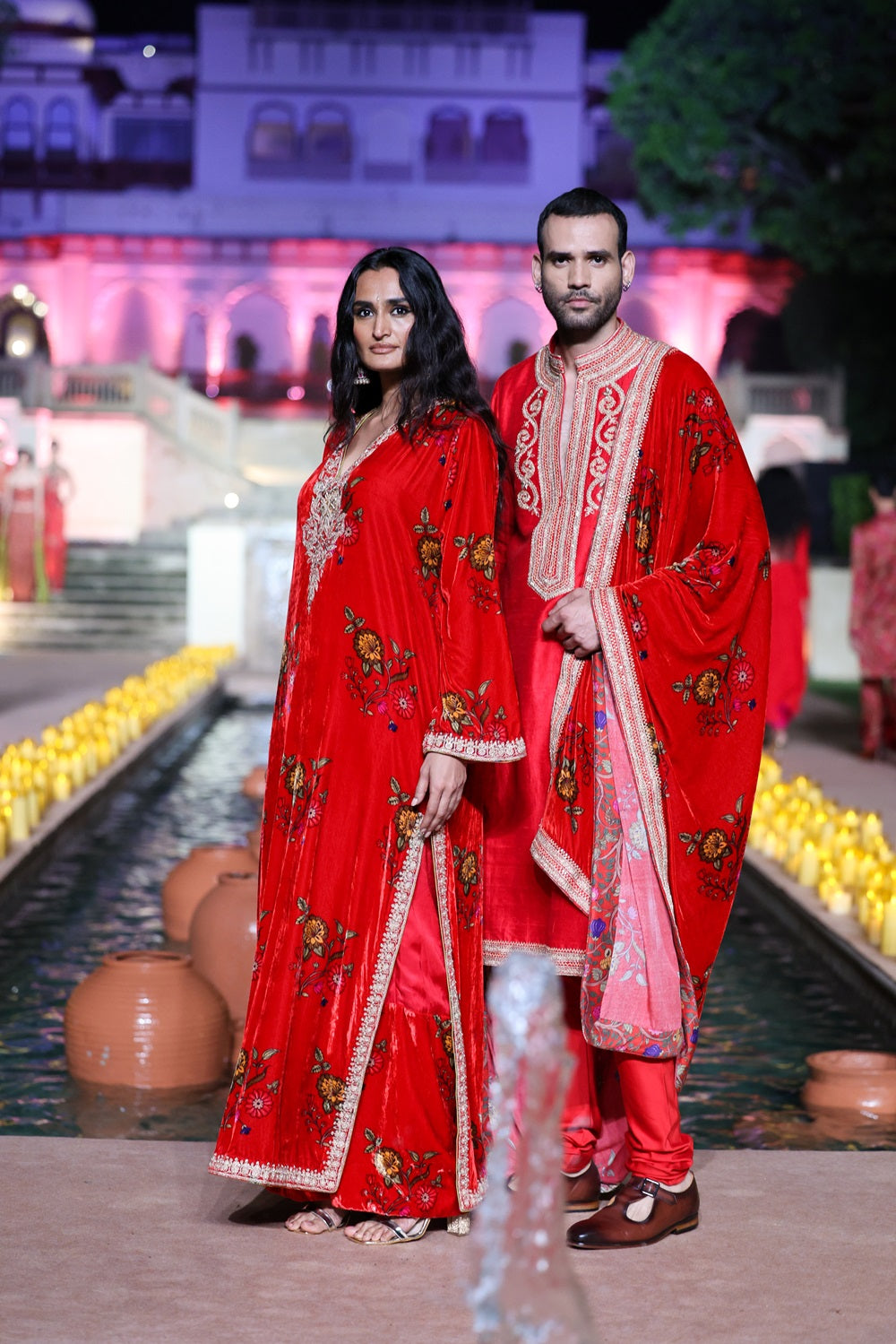 Surkh Laal Vevet Kaftaan set