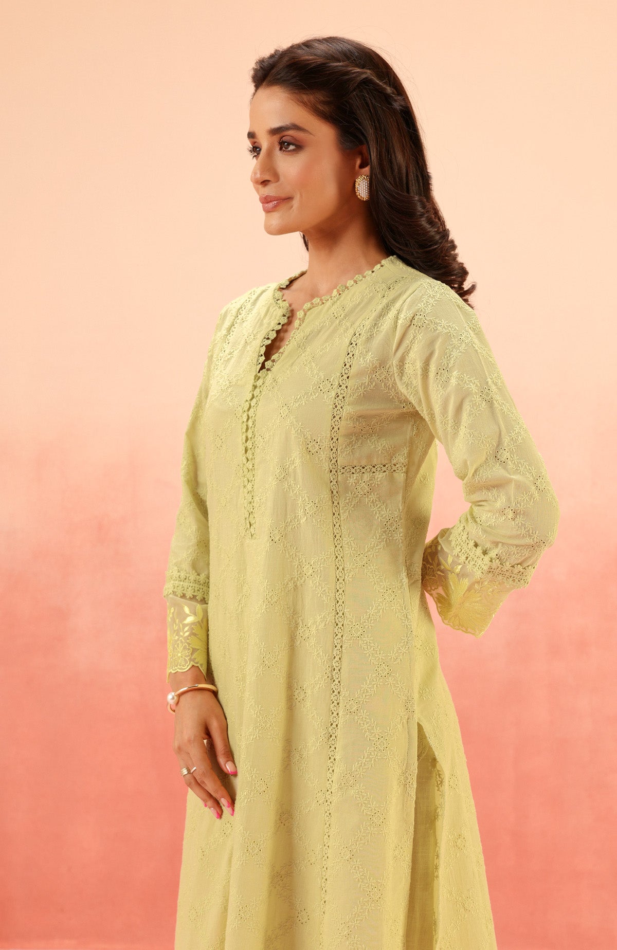 MAIRA GREEN SCHIFFLI EMBROIDERED KURTA SET
