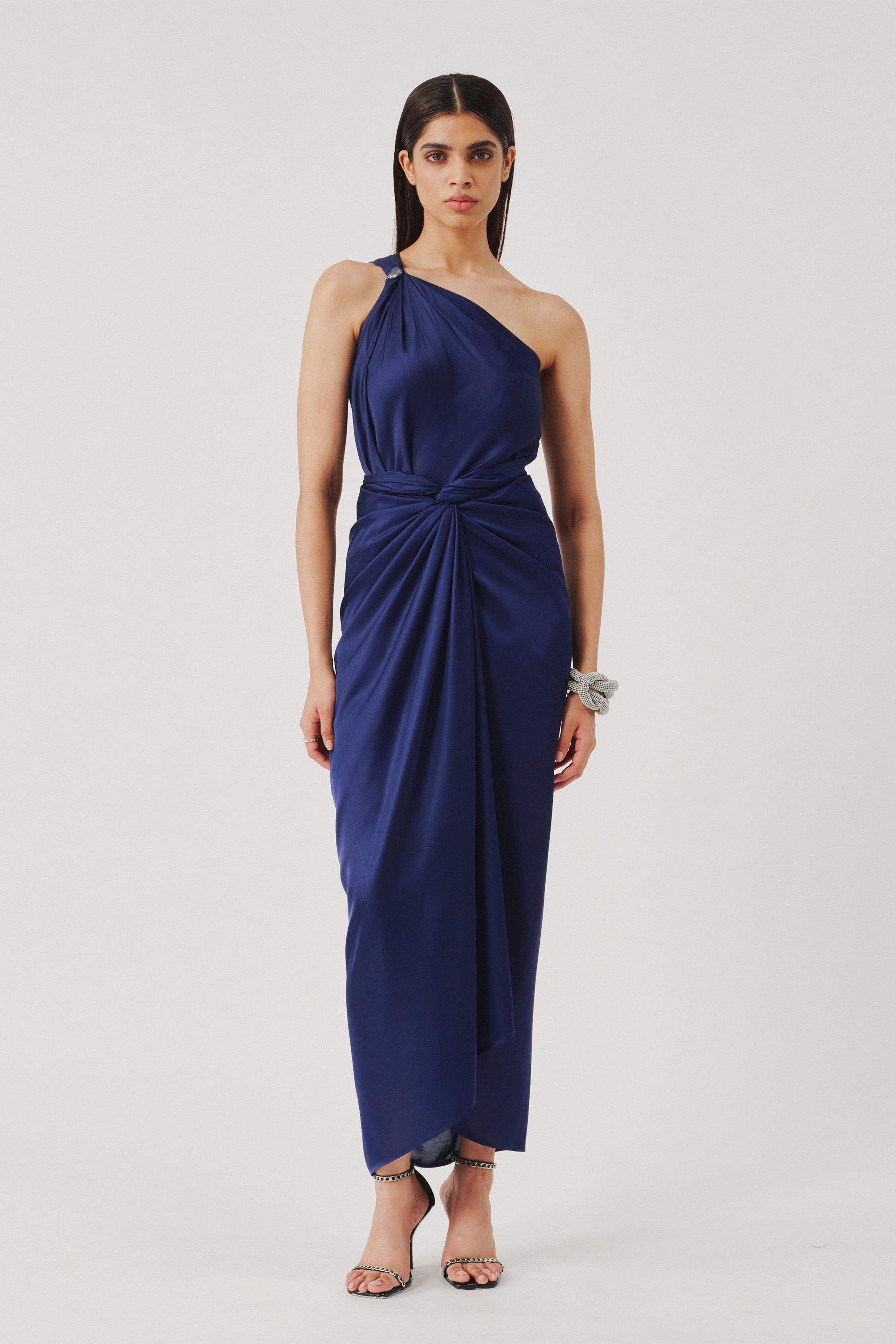 Deep Water Drape sarong dress in Navy