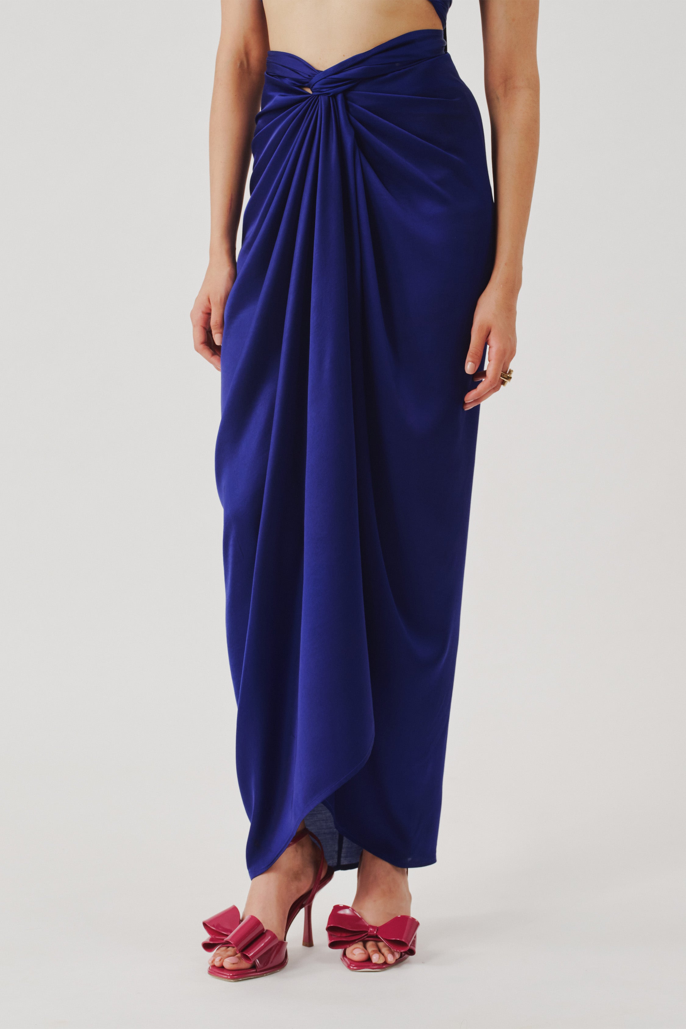 Honey Multiway Draped Skirt in Blue