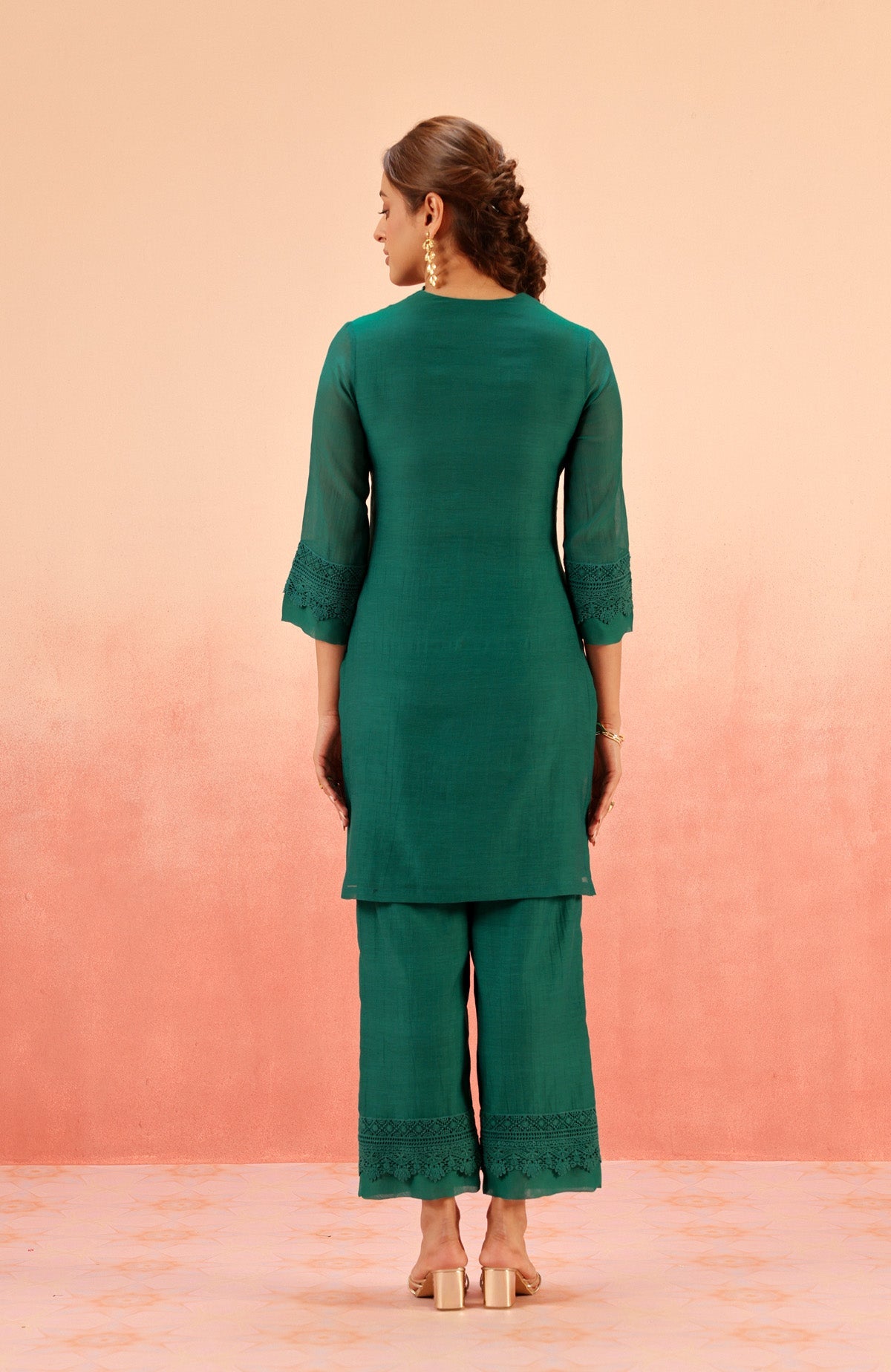 MAYA GREEN COTTON SILK CHANDERI KURTA SET