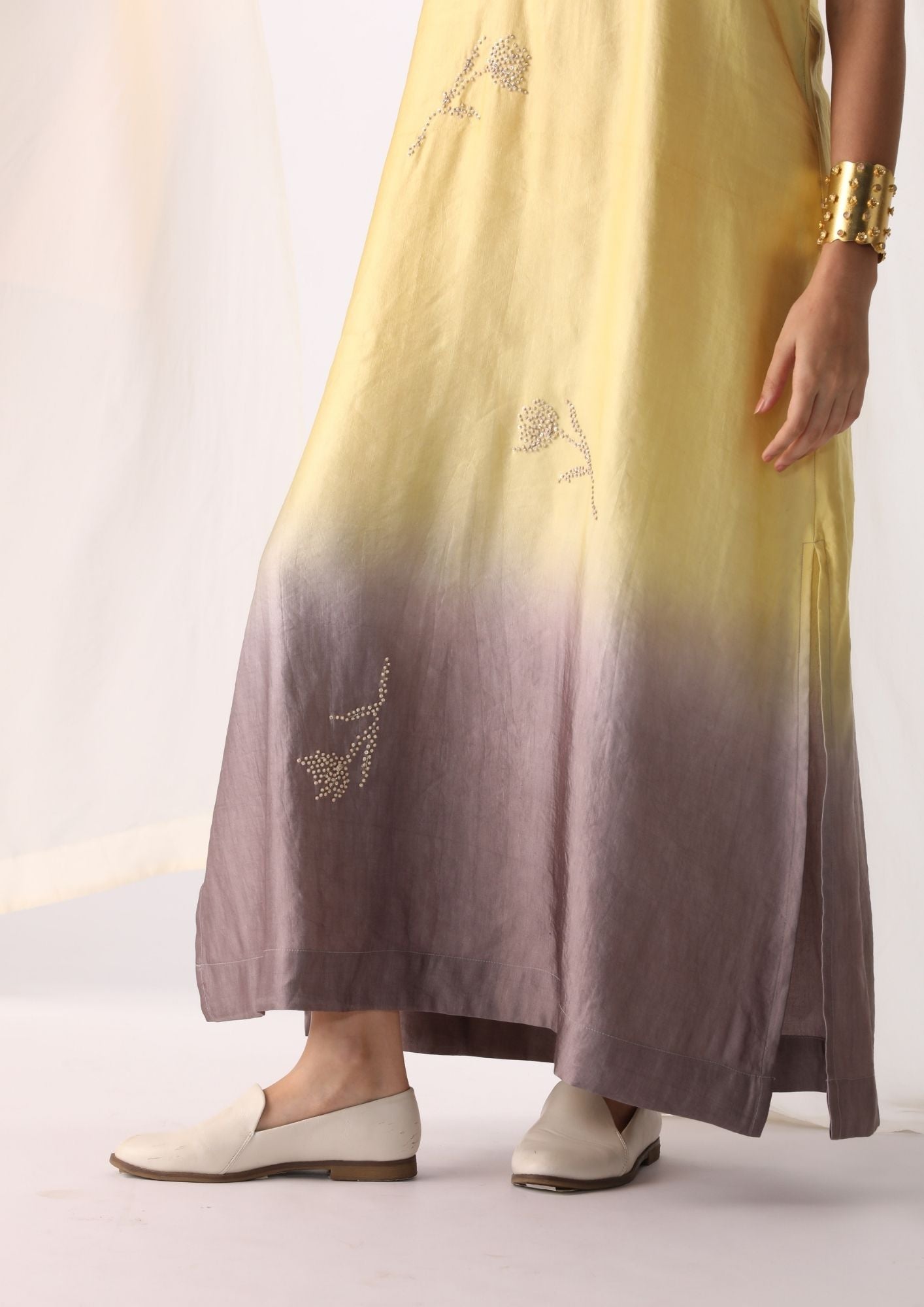 Linen Satin Pastels Ombre Hand Embroidered Tunic