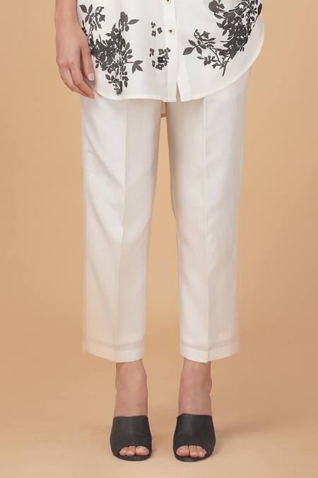 Ivory Black Print Yuri Floral Shirt and Pant Set