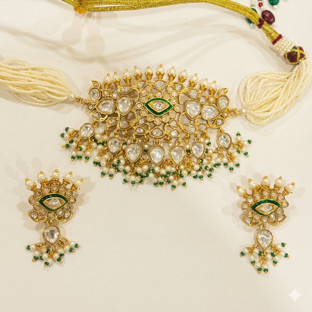 Pearl & Polki Meenakari Choker