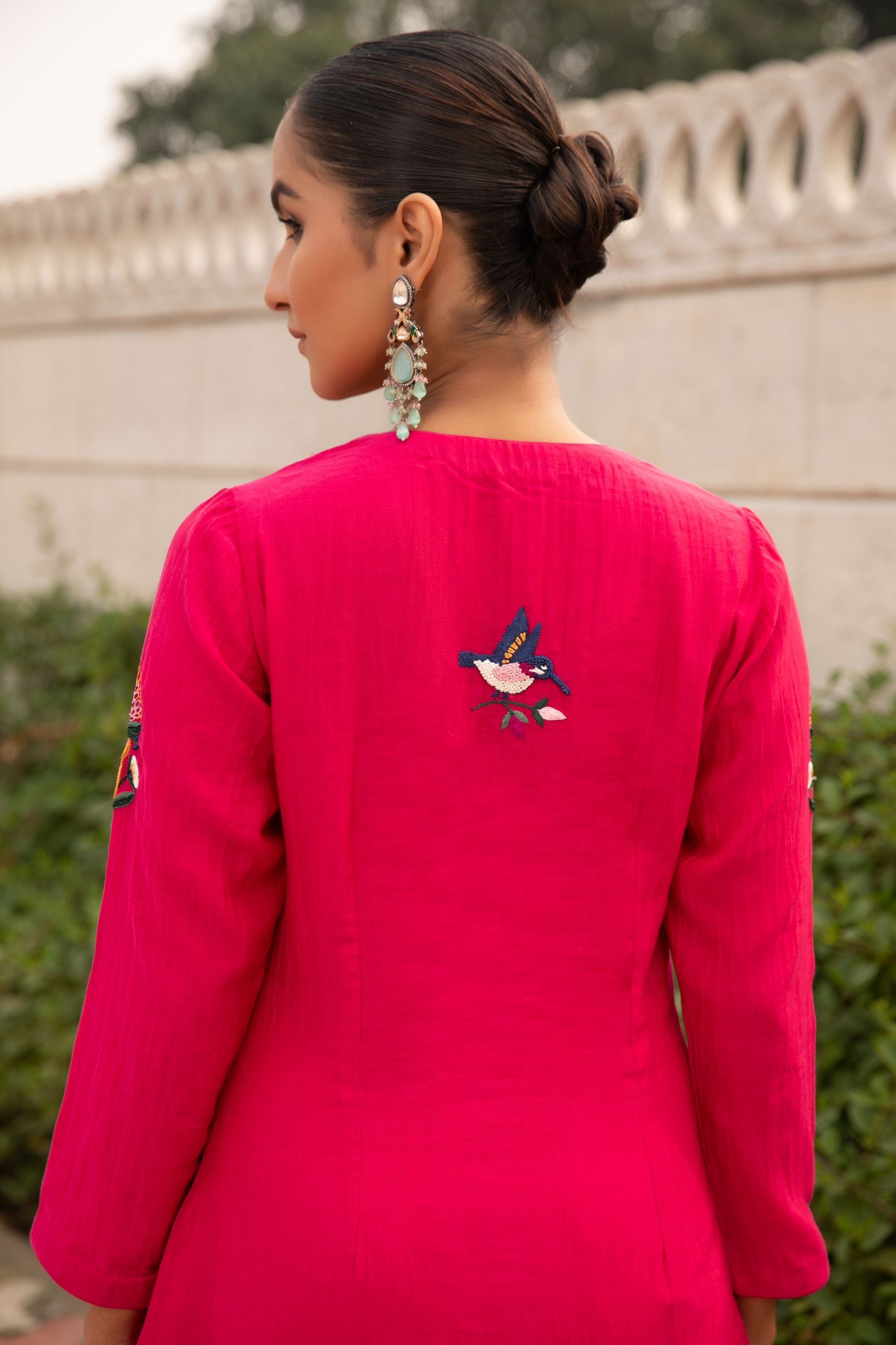Rani asymeetric kurta set