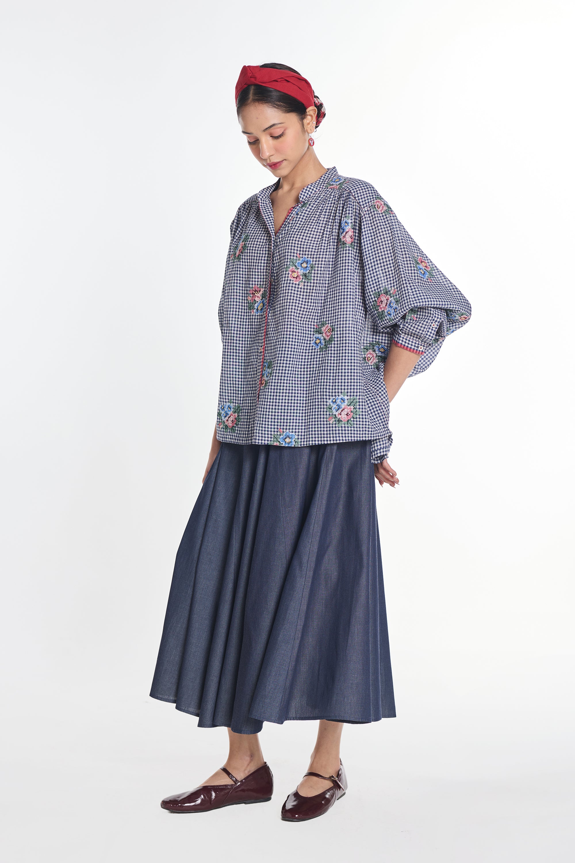 Lisianthus gingham check top
