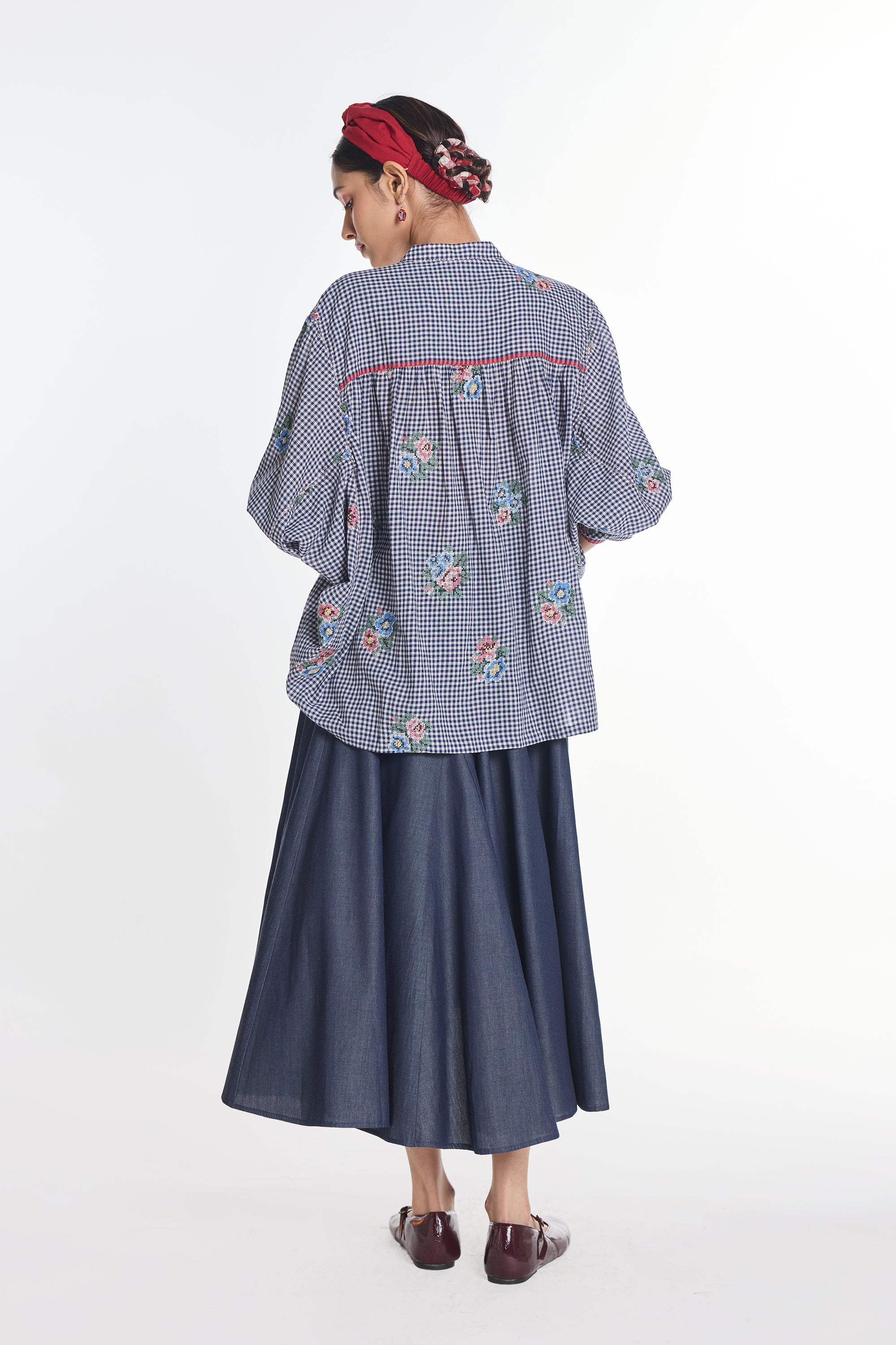 Lisianthus gingham check top