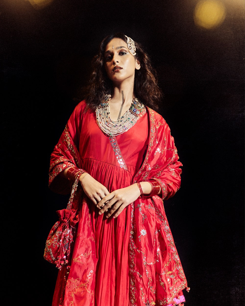 Surkh Laal Anarkali Gharara set