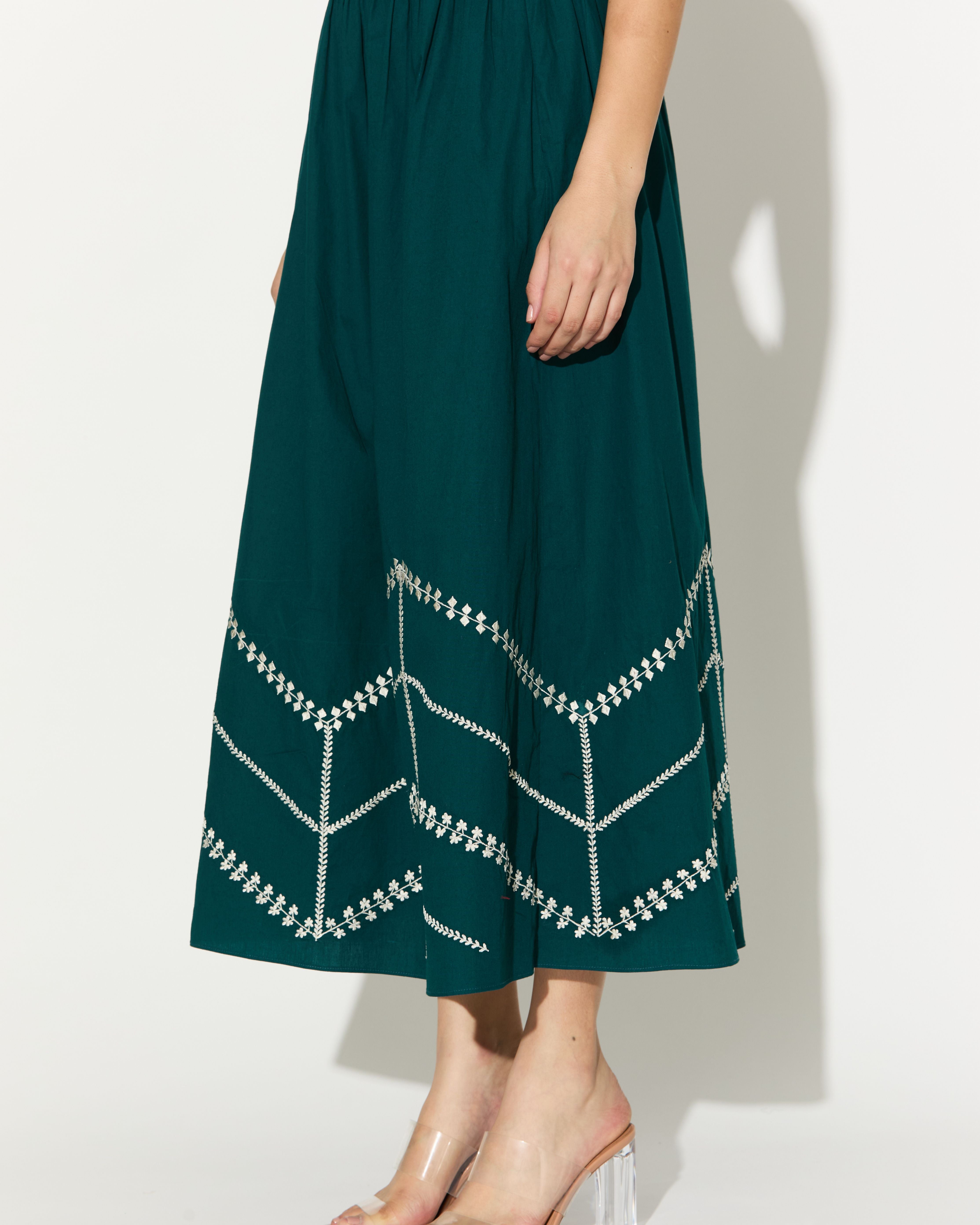 TEAL EMBROIDERED SKIRT