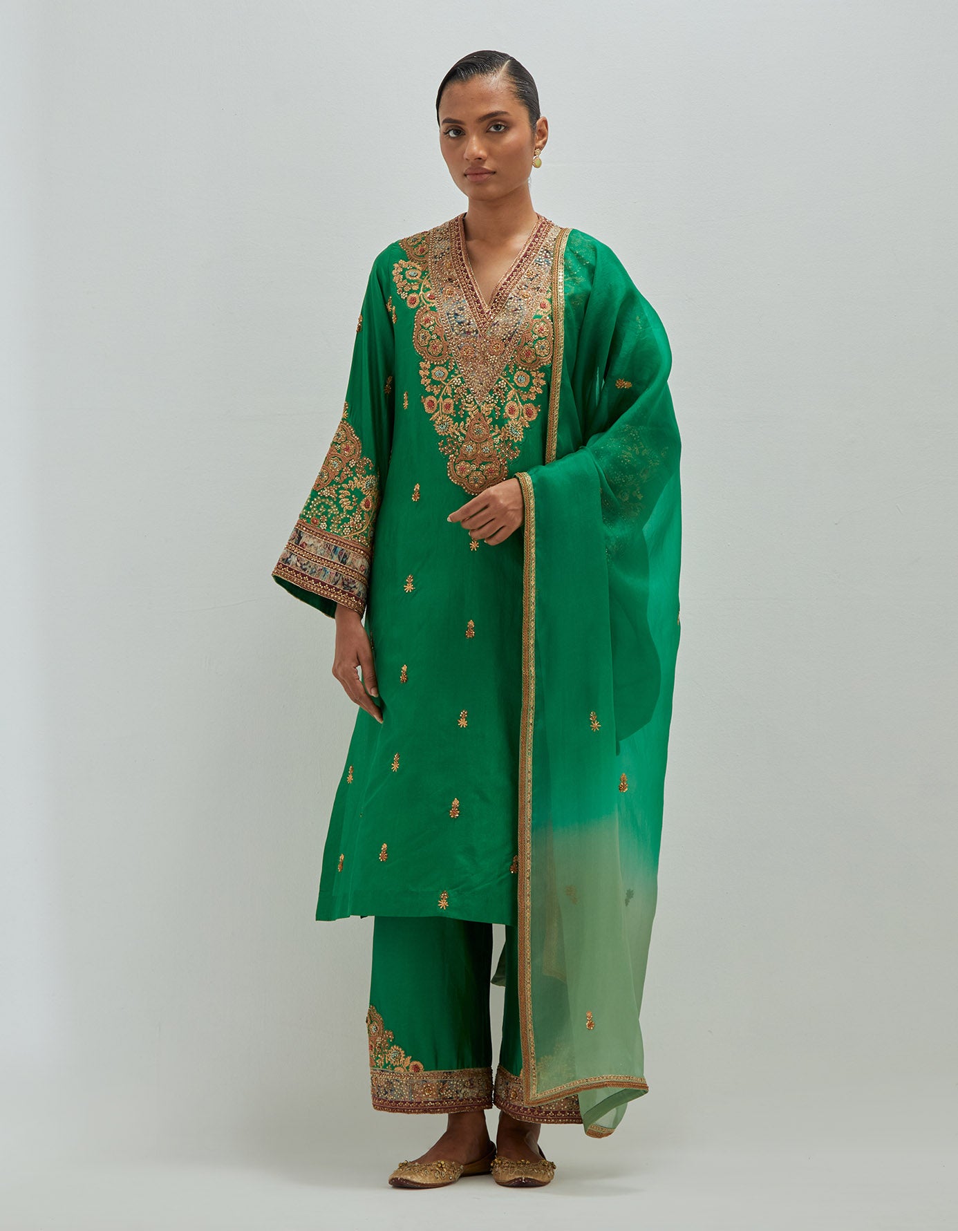 emrald green Kurta Set