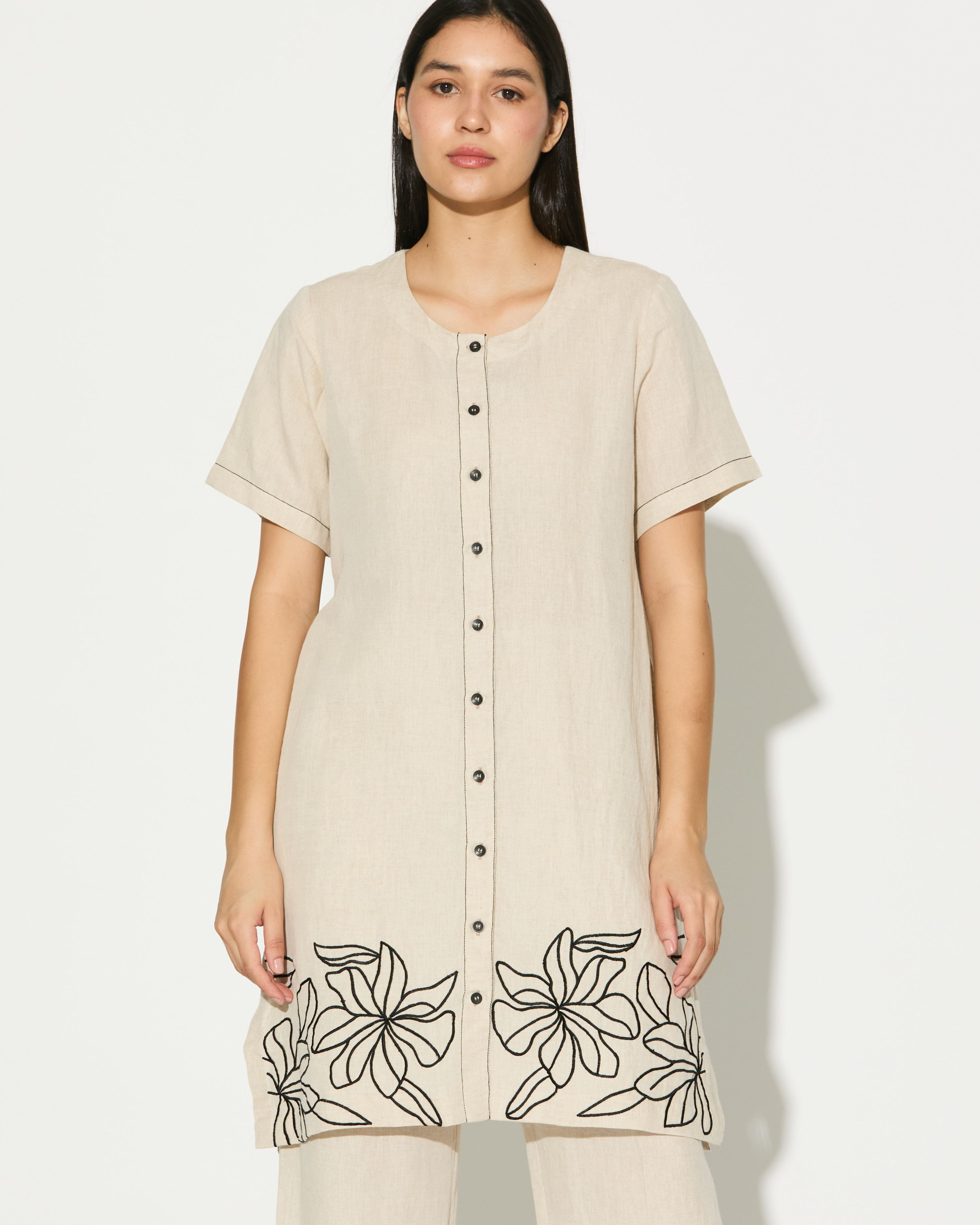 CREAM EMBROIDERED KURTA SHIRT