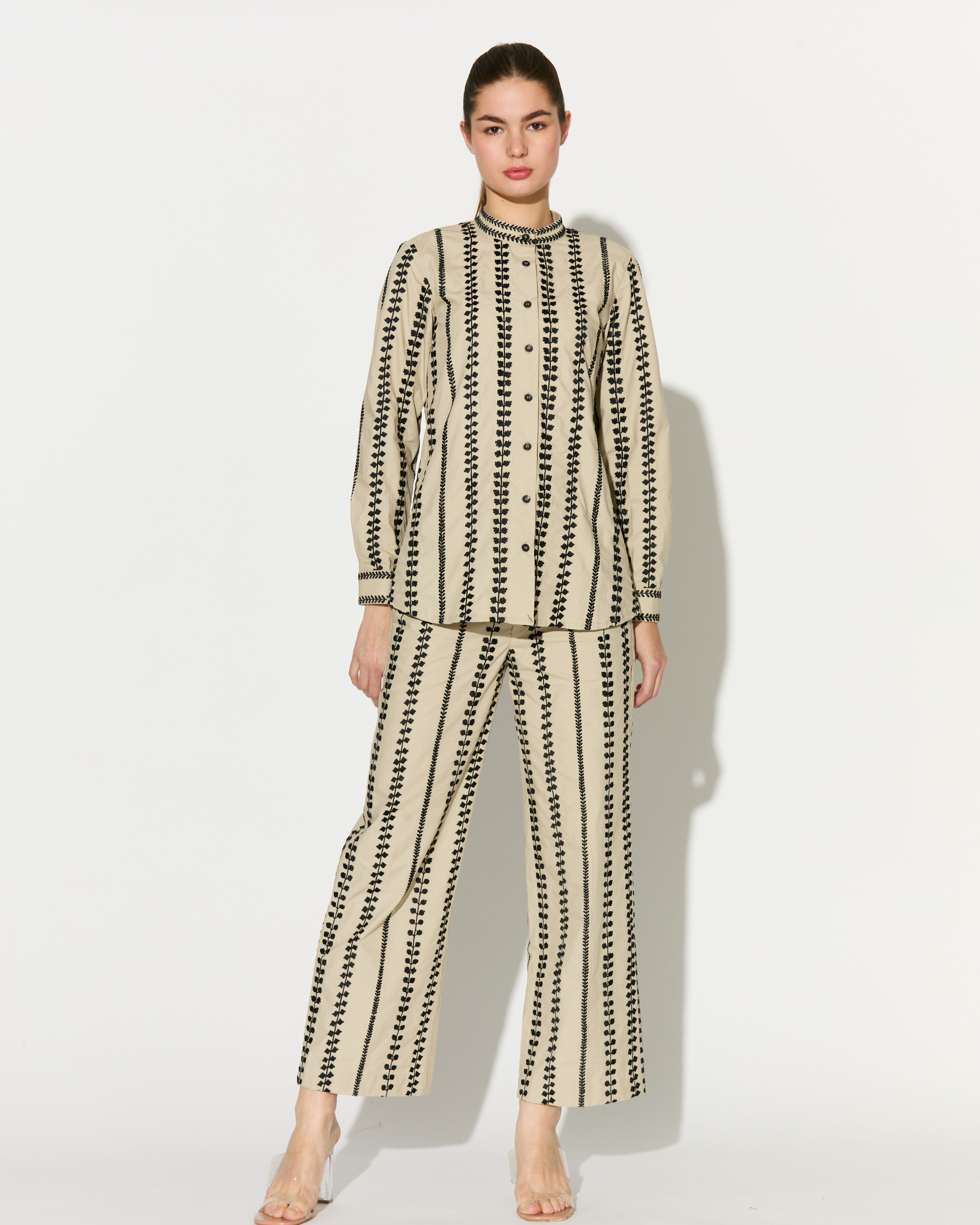 BEIGE EMBROIDERED PANTS