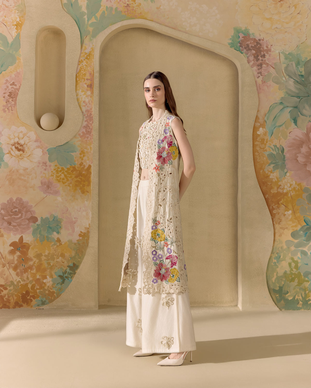 Ivory Fleur Long Jacket