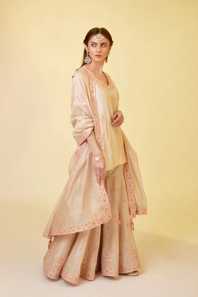 Angora White Sharara Set.