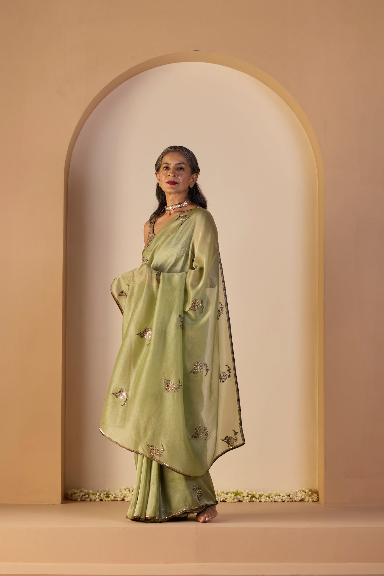 Luxurious Green Tissue Silk Saree with Unstitched Blouse, Festive Elegance