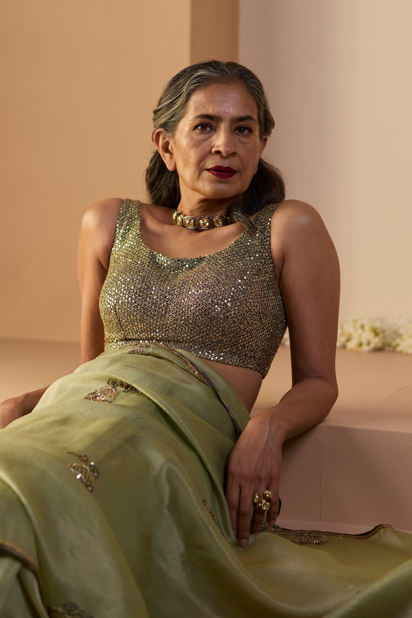 Luxurious Green Tissue Silk Saree with Unstitched Blouse, Festive Elegance