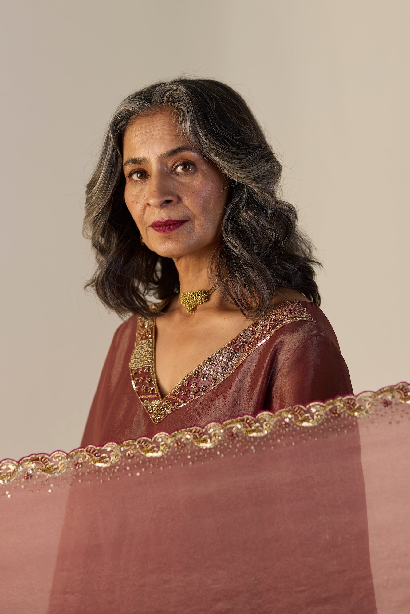 Elegant Rust Tissue Silk Lehenga Set: Kurta Skirt Dupatta Ensemble