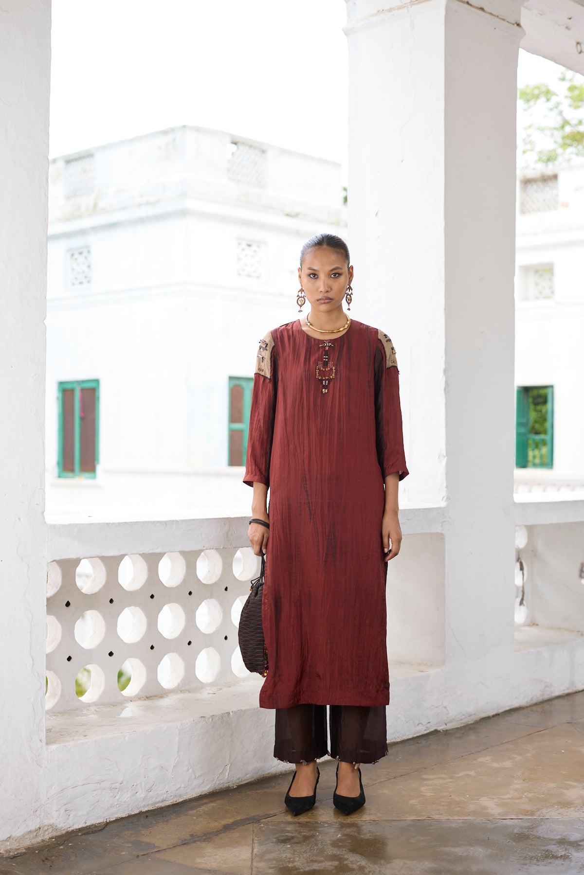 Rust & Brown Petrichor Tunic Set