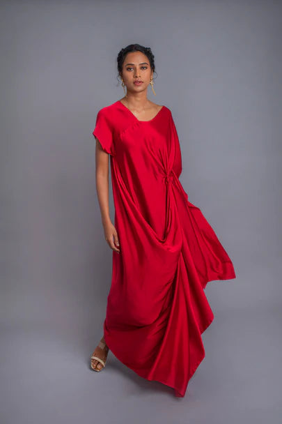 Silk Dress with Knot Detail