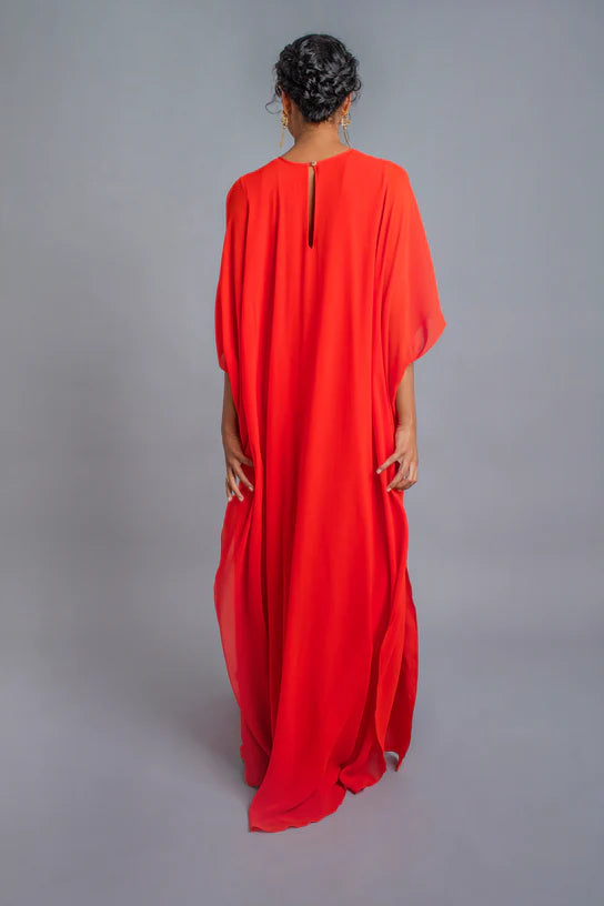 Silk Knotted Kaftan with Slip