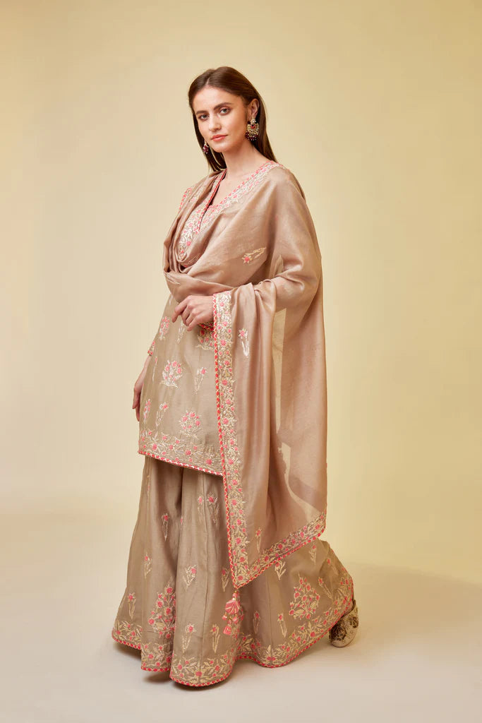 Pebble Neutral Sharara Set