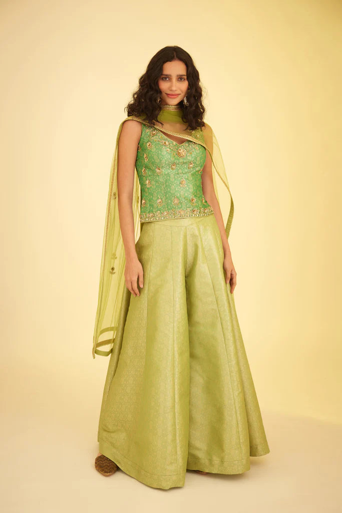 Green Sharara Set