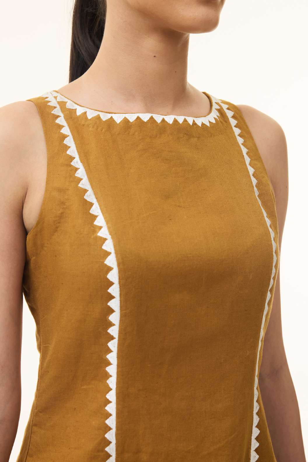 MUSTARD EMBROIDERED DRESS