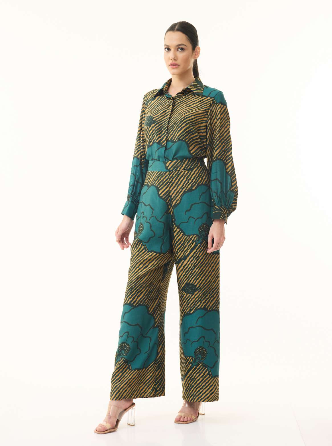 TEAL AND MUSTARD FLORAL PANTS