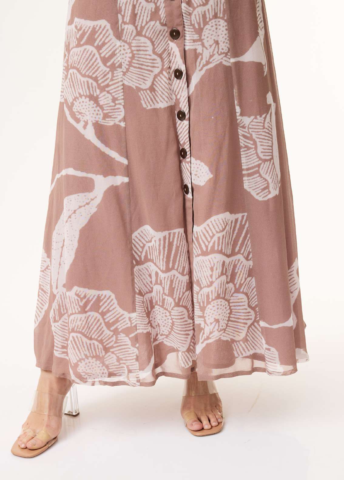 PEACH AND WHITE FLORAL SHIRT