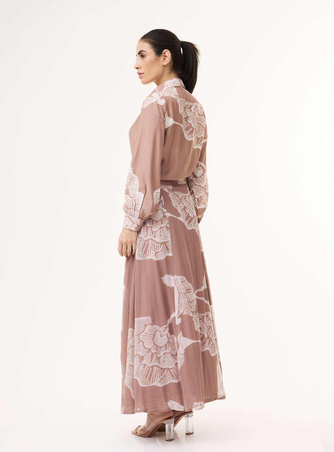 PEACH AND WHITE FLORAL SHIRT