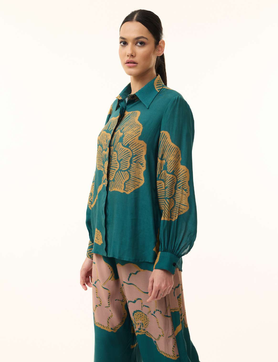 TEAL, PINK AND MUSTARD FLORAL PANTS