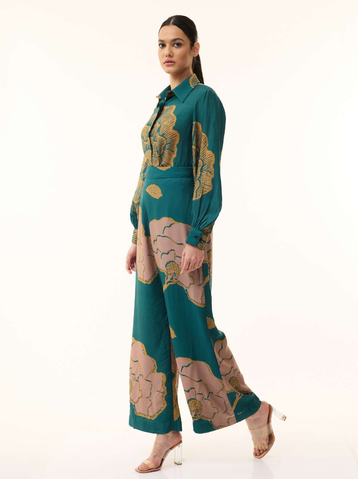 TEAL, PINK AND MUSTARD FLORAL PANTS